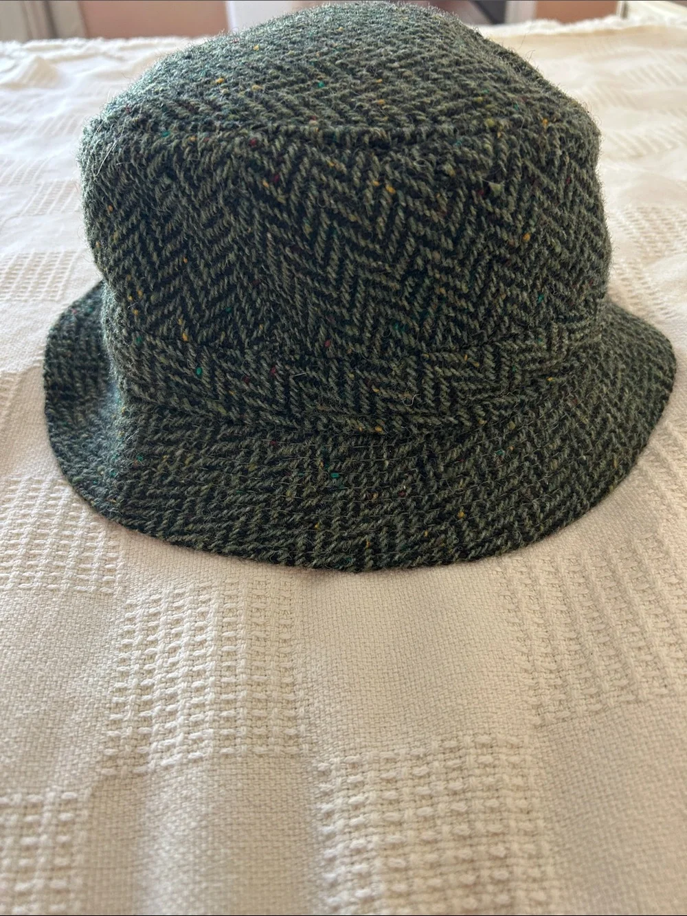 Hats of Ireland Castlebar Green Herringbone Wool Bucket Hat small